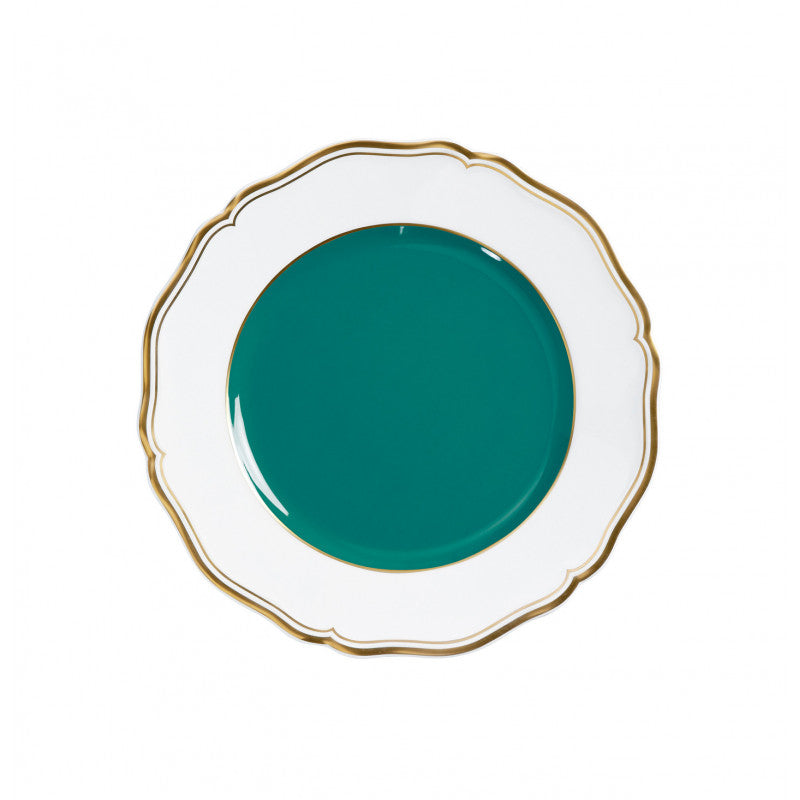 Rim plate flat 22 cm turquoise with gold rim | Mazurka