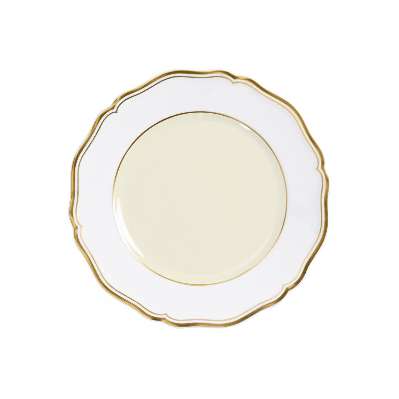 Rim plate flat 22 cm ivory with gold rim | Mazurka