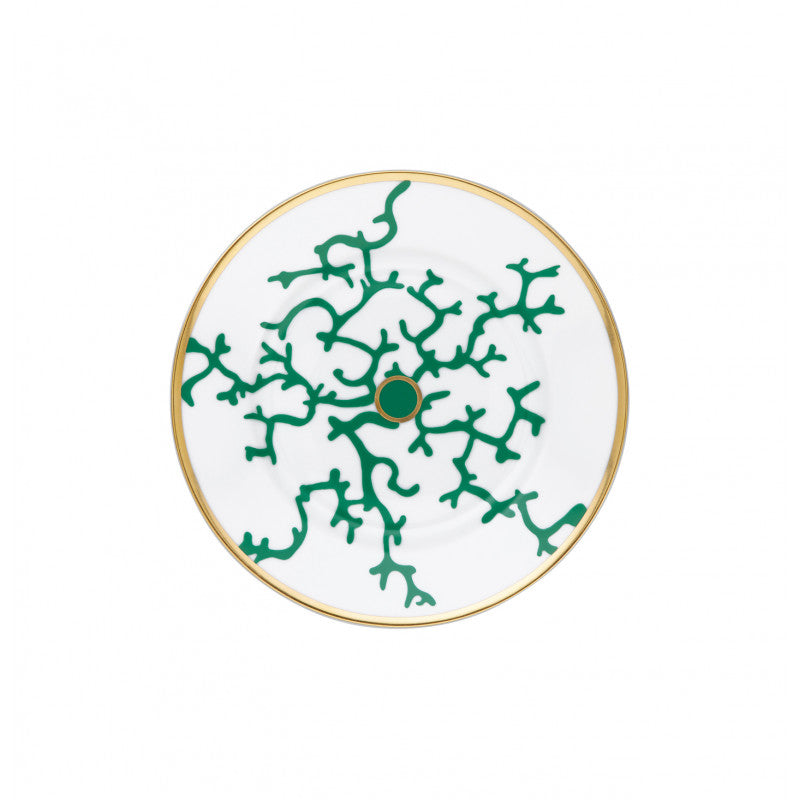 Rim plate flat 19.5 cm green with gold rim I | Cristobal Emeraude