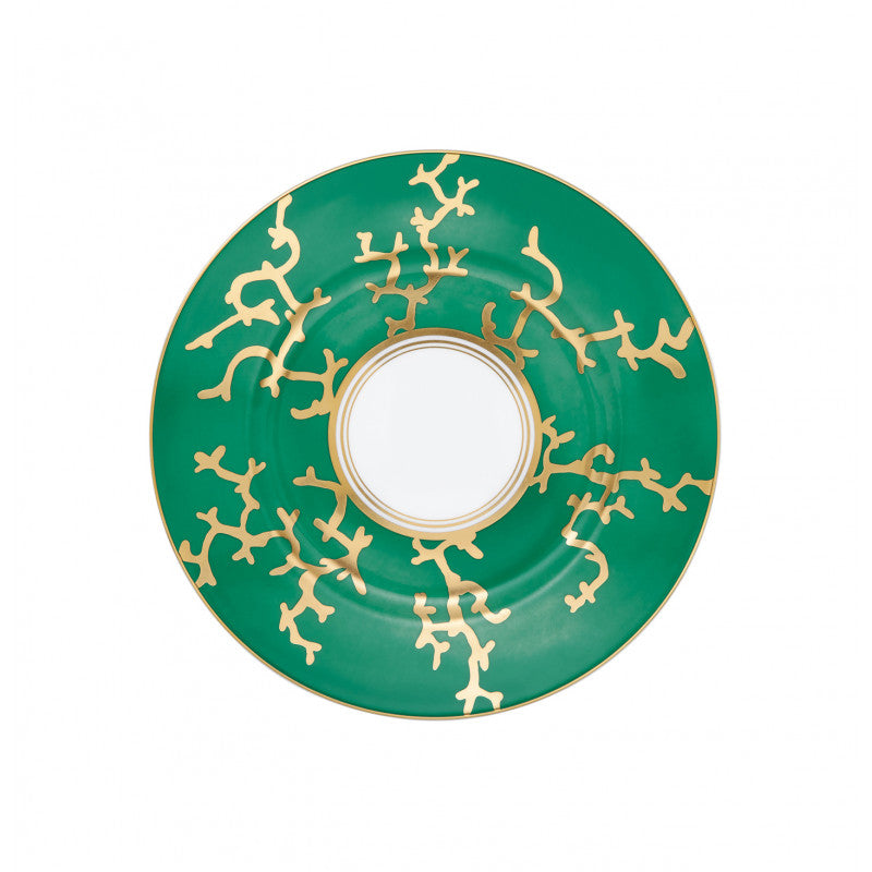 Rim plate flat 22 cm green with gold rim I | Cristobal Emeraude