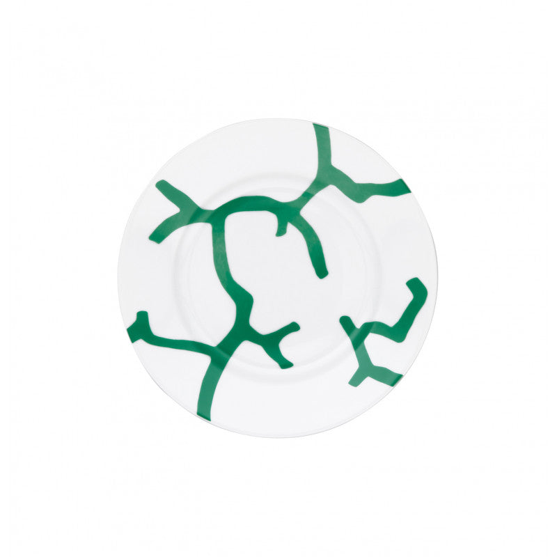 Rim plate flat 19.5 cm green with gold rim II | Cristobal Emeraude