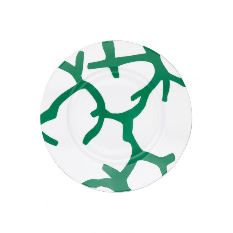 Rim plate flat 22 cm green with gold rim II | Cristobal Emeraude