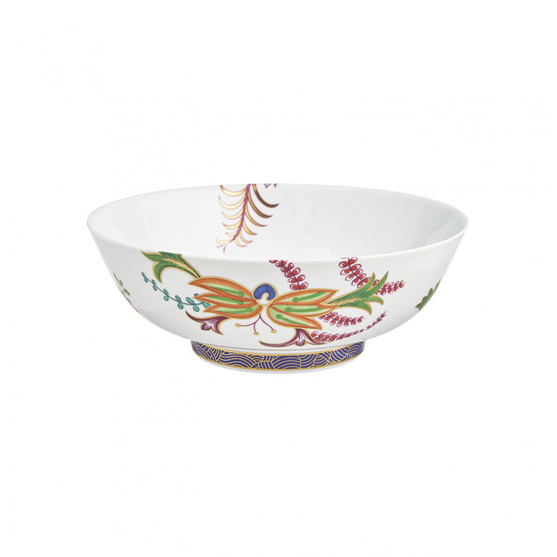 Salad bowl 28 cm blue/pink with gold rim | Imari