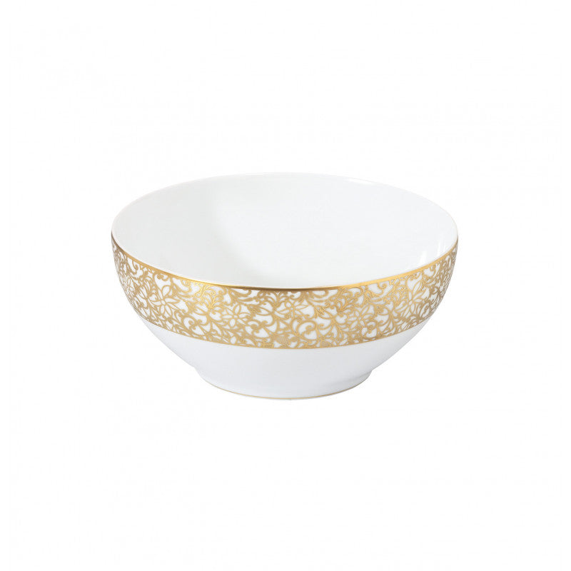 Salad bowl 25 cm white with gold rim | Salamanque Or