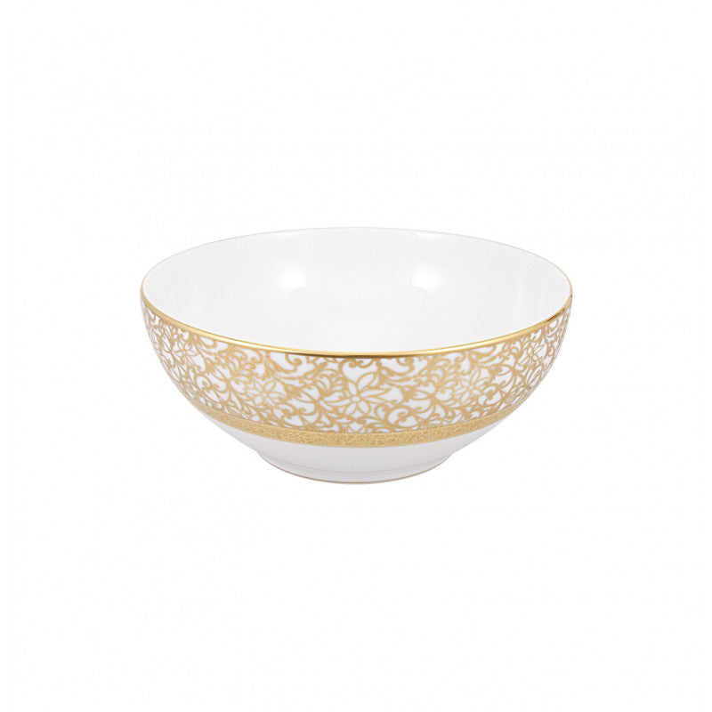Salad bowl 25 cm white with gold rim | Tolède Or