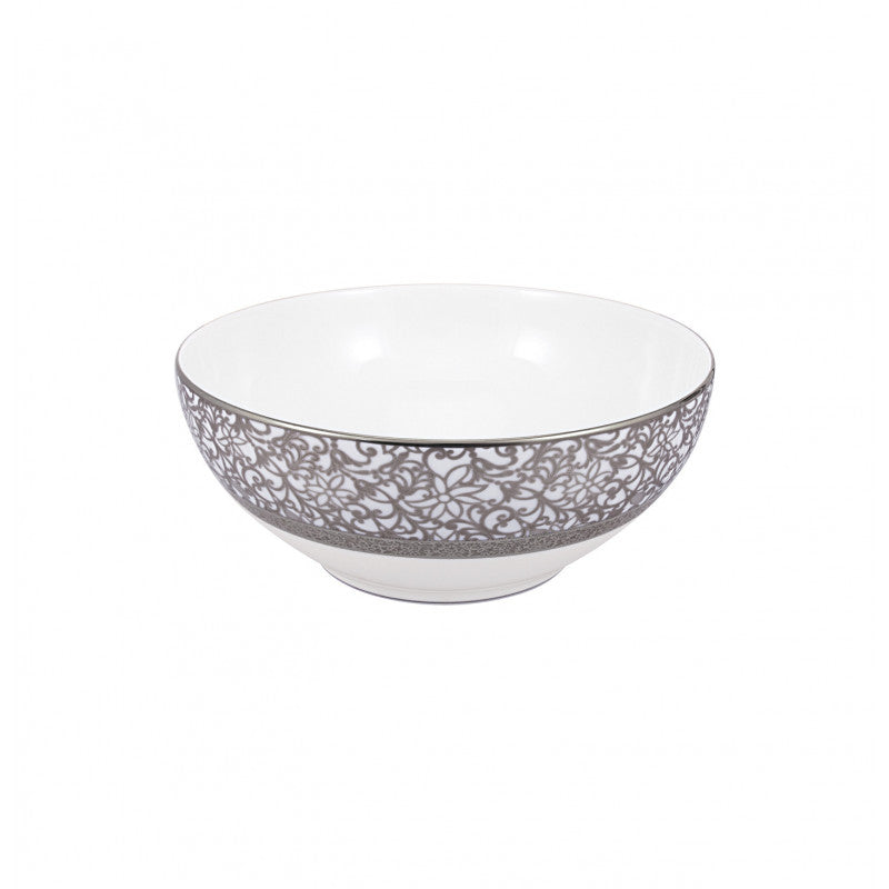 Salad bowl 25 cm white with platine rim | Tolède Platine