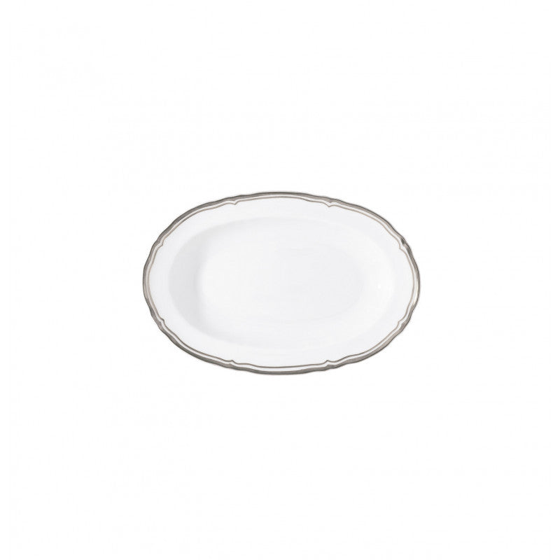Side dish 23 cm white with platine rim | Polka Platine