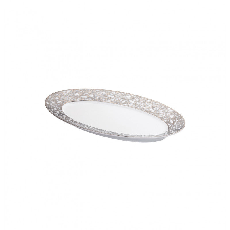 Side dish 25.3 cm white with platine rim | Salamanque Platine