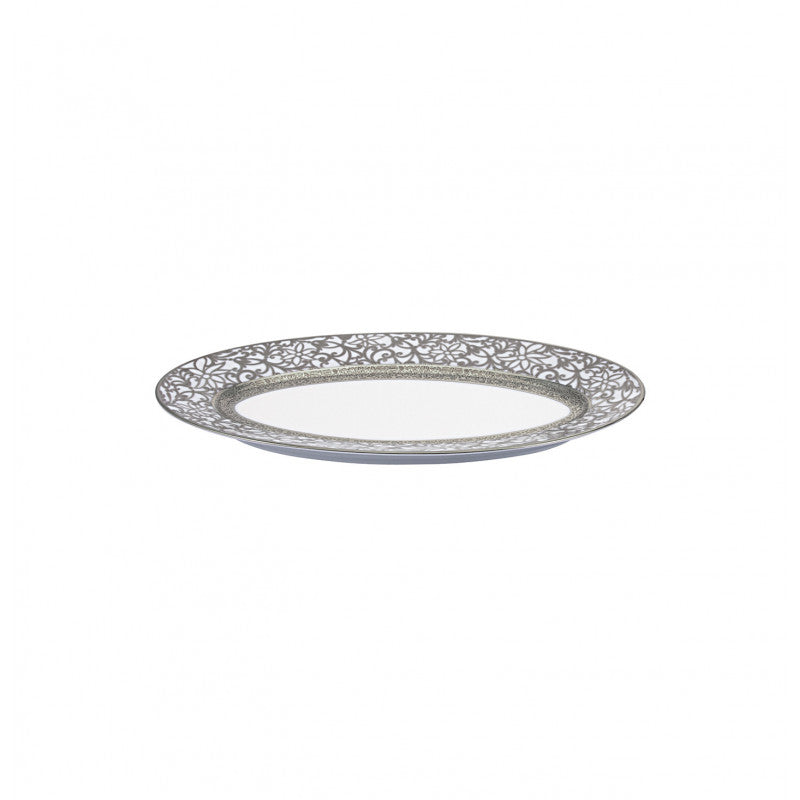 Side dish 25.3 cm white with platine rim | Tolède Platine