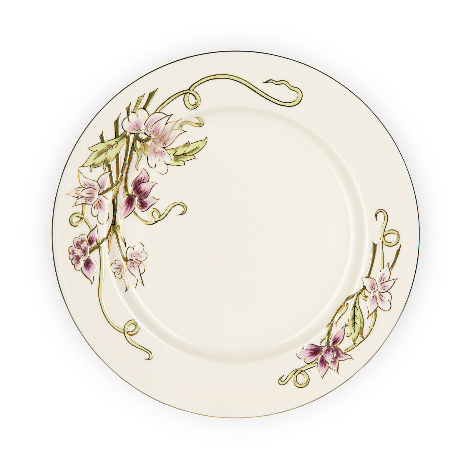 Tea cup and saucer with gold rim | Pastel Bloom