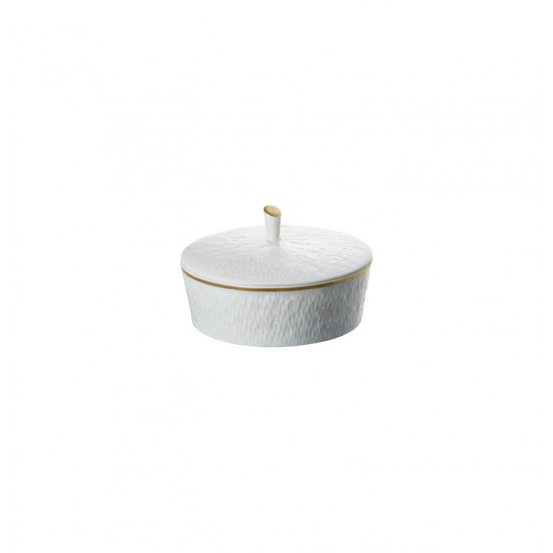 Sugar bowl 10.5 cm white with gold rim | Minéral Filet Or