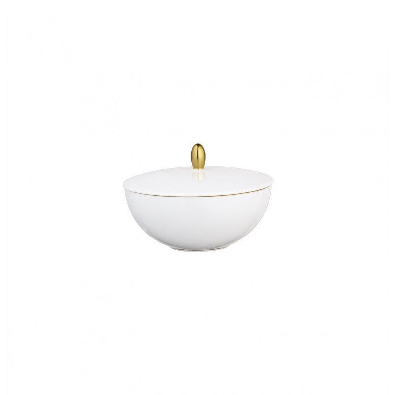 Sugar bowl 11.8 cm white with gold rim | Monceau Or