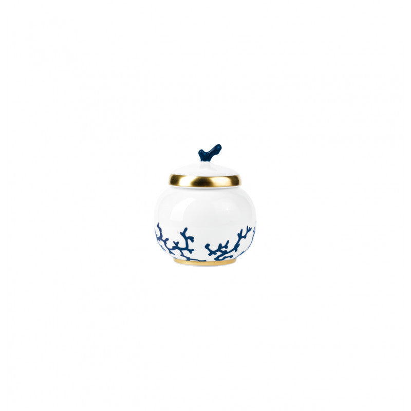 Sugar bowl 6.1 cm blue with gold rim | Cristobal Marine