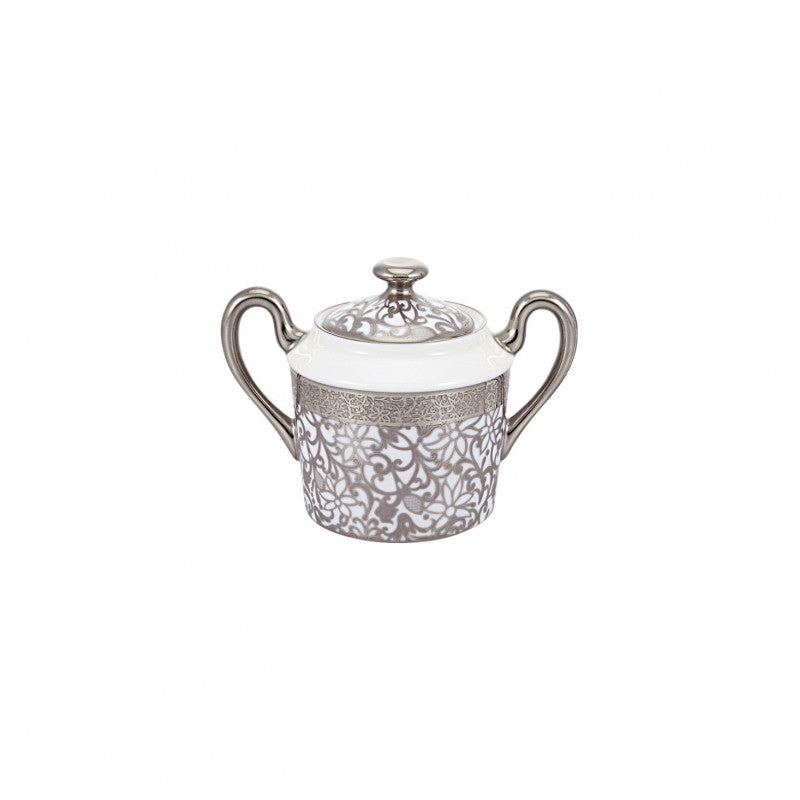 Sugar bowl 6.8 cm white with platine rim | Tolède Platine