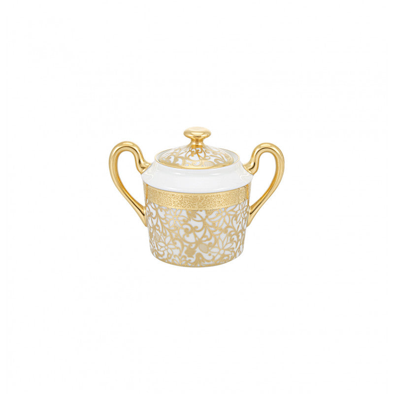Sugar bowl 6.8 cm white with gold rim | Tolède Or