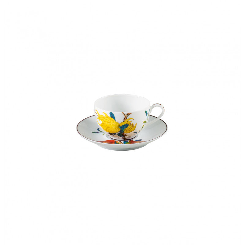 Tea cup extra and saucer - White with gold rim | Harmonia
