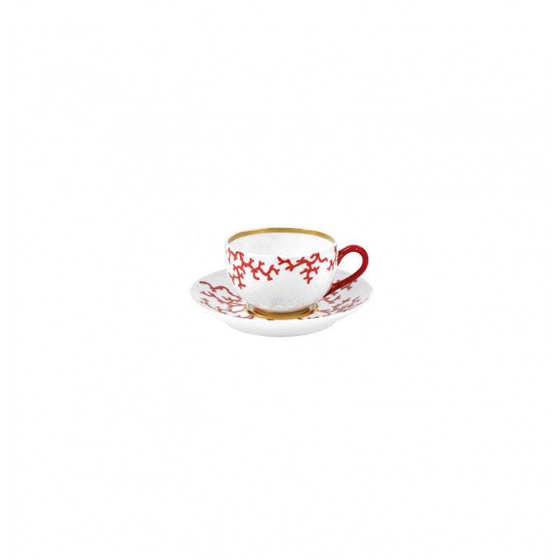 Tea cup extra and saucer - Red with gold rim | Cristobal Rouge