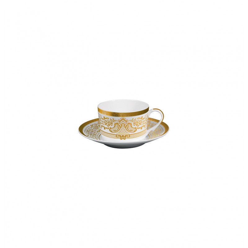 Tea cup extra and saucer - White with gold rim | Marignan