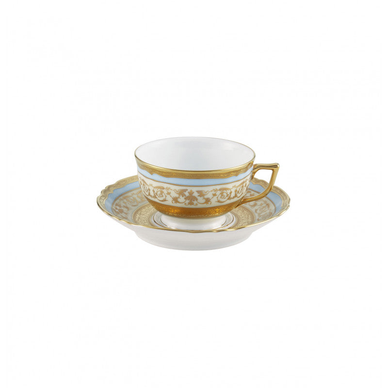 Tea cup extra with foot 9.7 cm blue with gold rim | Shéhérazade