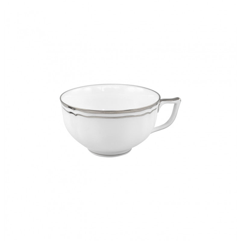 Tea cup extra without foot 9.7 cm white with platine rim | Polka Platine
