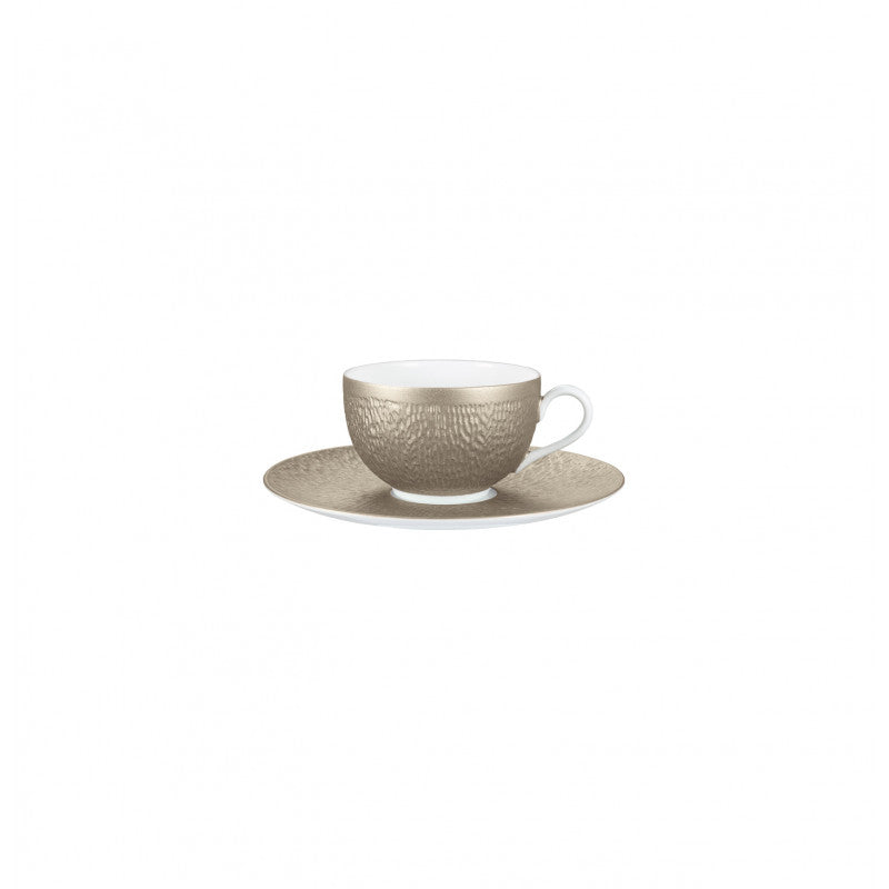 Tea cup extra or Chinese soup bowl 9,5 cm and saucer 17.5 cm grey II | Minéral Irisé