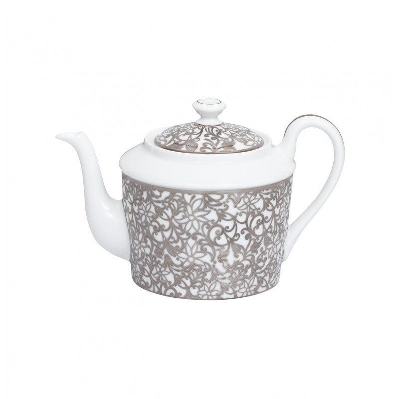Tea pot 9.6 cm white with platine rim | Salamanque Platine