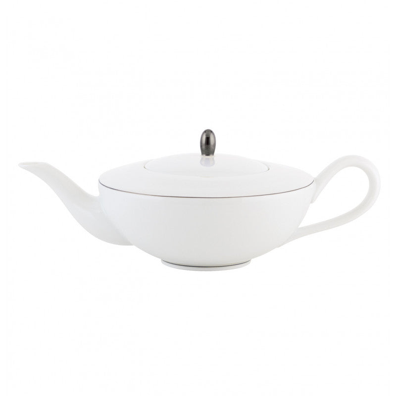 Tea pot cm white with platine rim | Monceau Platine