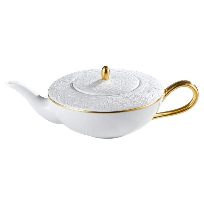 Tea pot cm white with gold rim | Italian Renaissance
