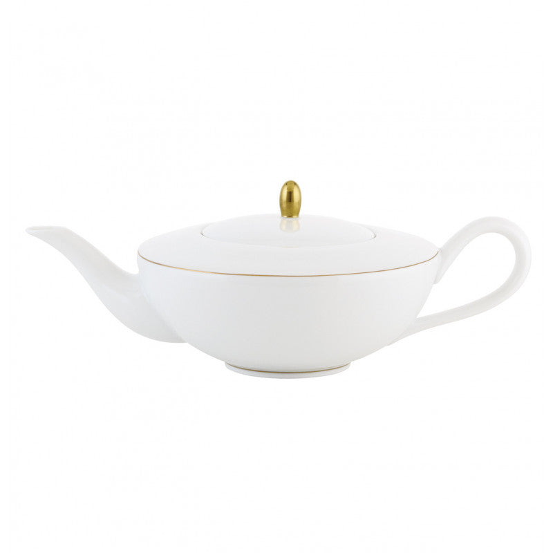 Tea pot cm white with gold rim | Monceau Or