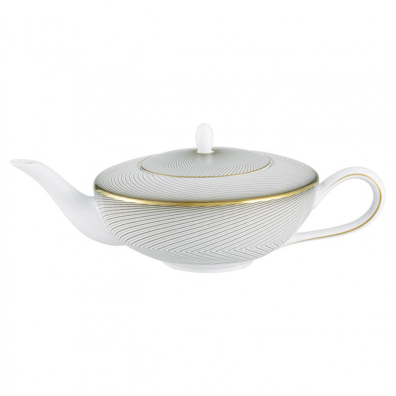 Tea pot cm grey with gold rim | Oskar