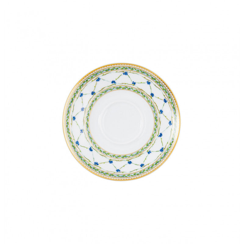 Tea saucer extra 15.5 cm green/blue with gold rim | Allée Du Roy