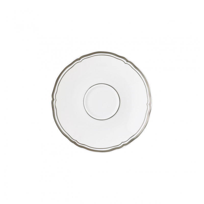 Tea saucer extra 16 cm white with platine rim | Polka Platine