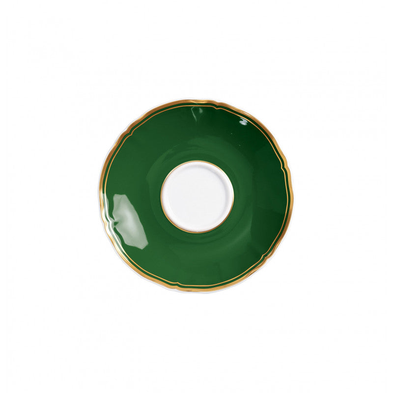 Tea saucer extra 16 cm green with gold rim | Mazurka
