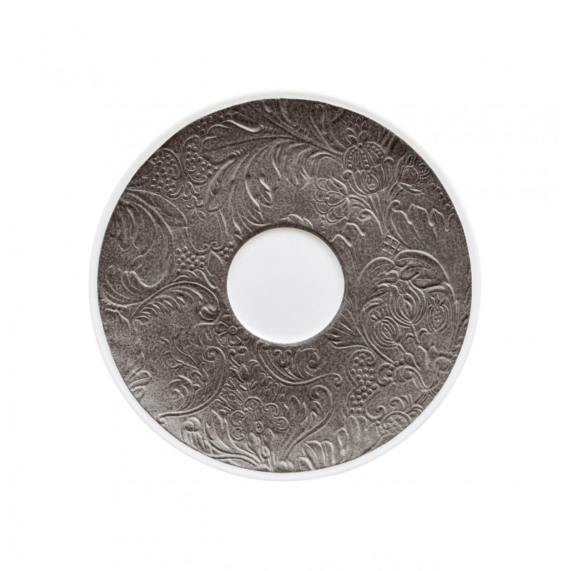 Tea saucer extra 17.5 cm grey with gold rim | Italian Renaissance