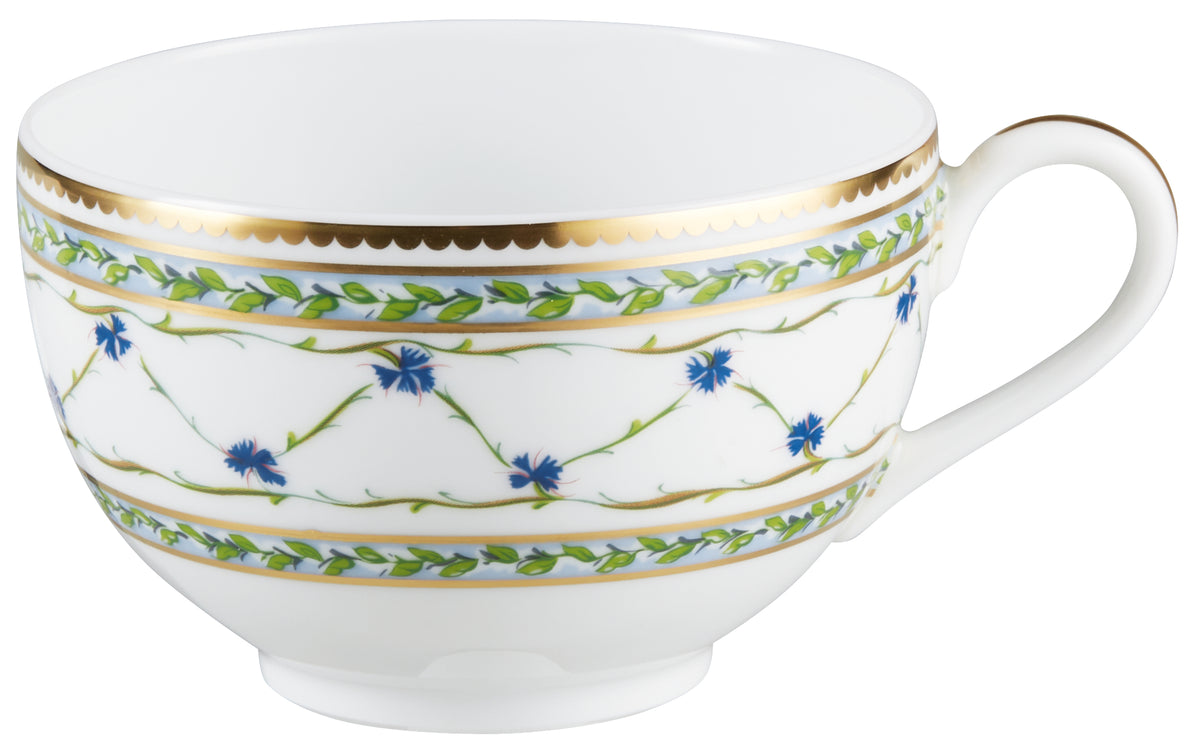 Tea cup extra and saucer - Green/blue with gold rim | Allée Du Roy