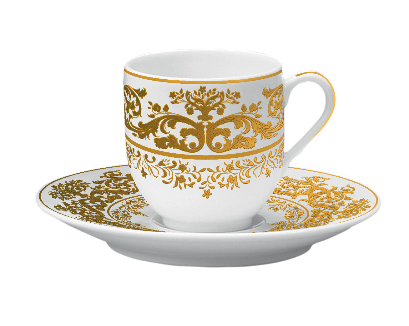 Coffee cup and saucer - White with gold rim | Chelsea