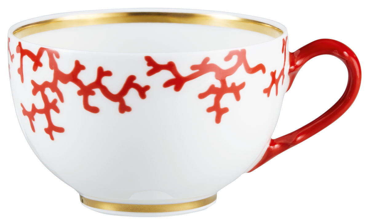 Tea cup extra and saucer - Red with gold rim | Cristobal Rouge