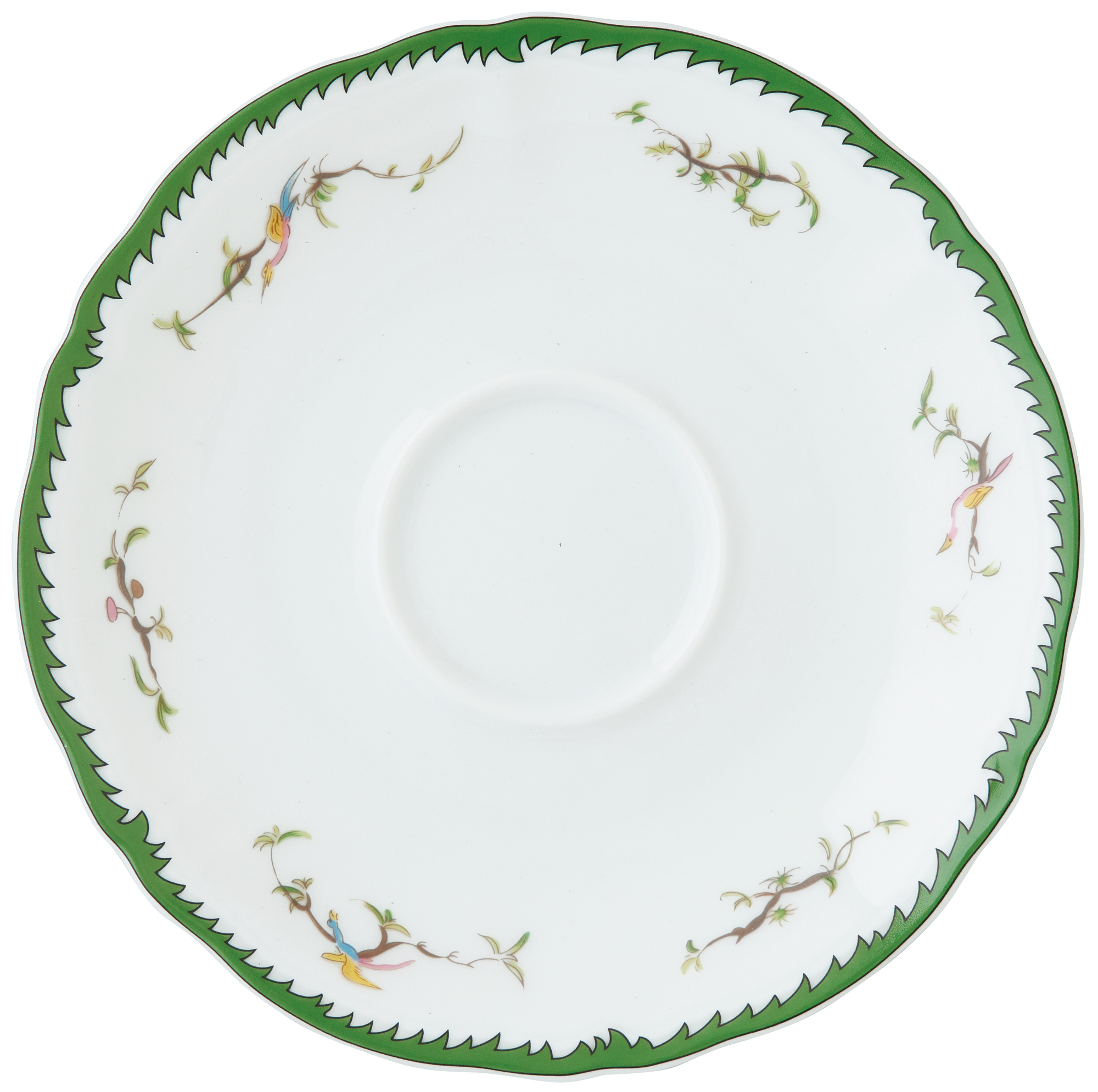 Coffee cup and saucer - Green/pink IV | Longjiang