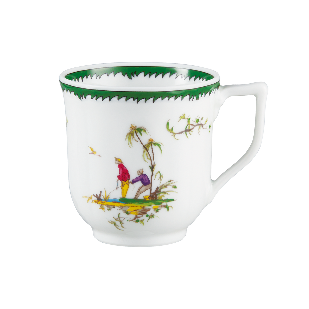 Coffee cup and saucer - Green/pink II | Longjiang