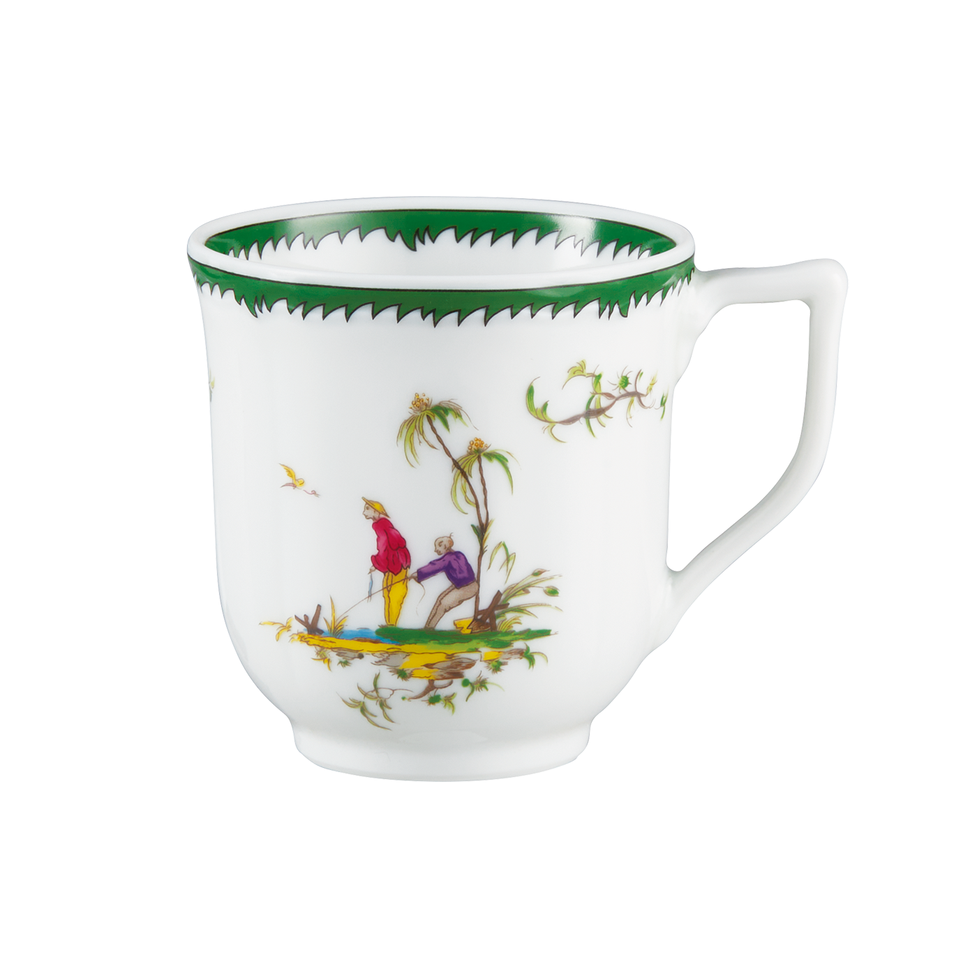 Coffee cup and saucer - Green/pink II | Longjiang