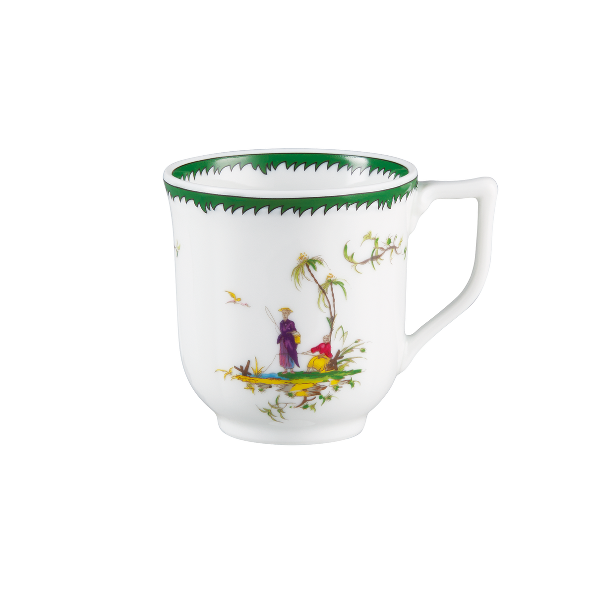 Coffee cup and saucer - Green/pink III | Longjiang