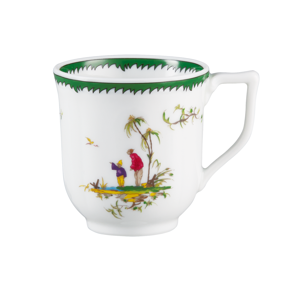 Coffee cup and saucer - Green/pink IV | Longjiang