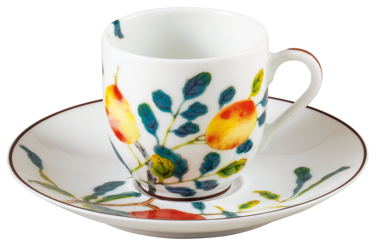 Coffee cup and saucer - White with gold rim | Harmonia