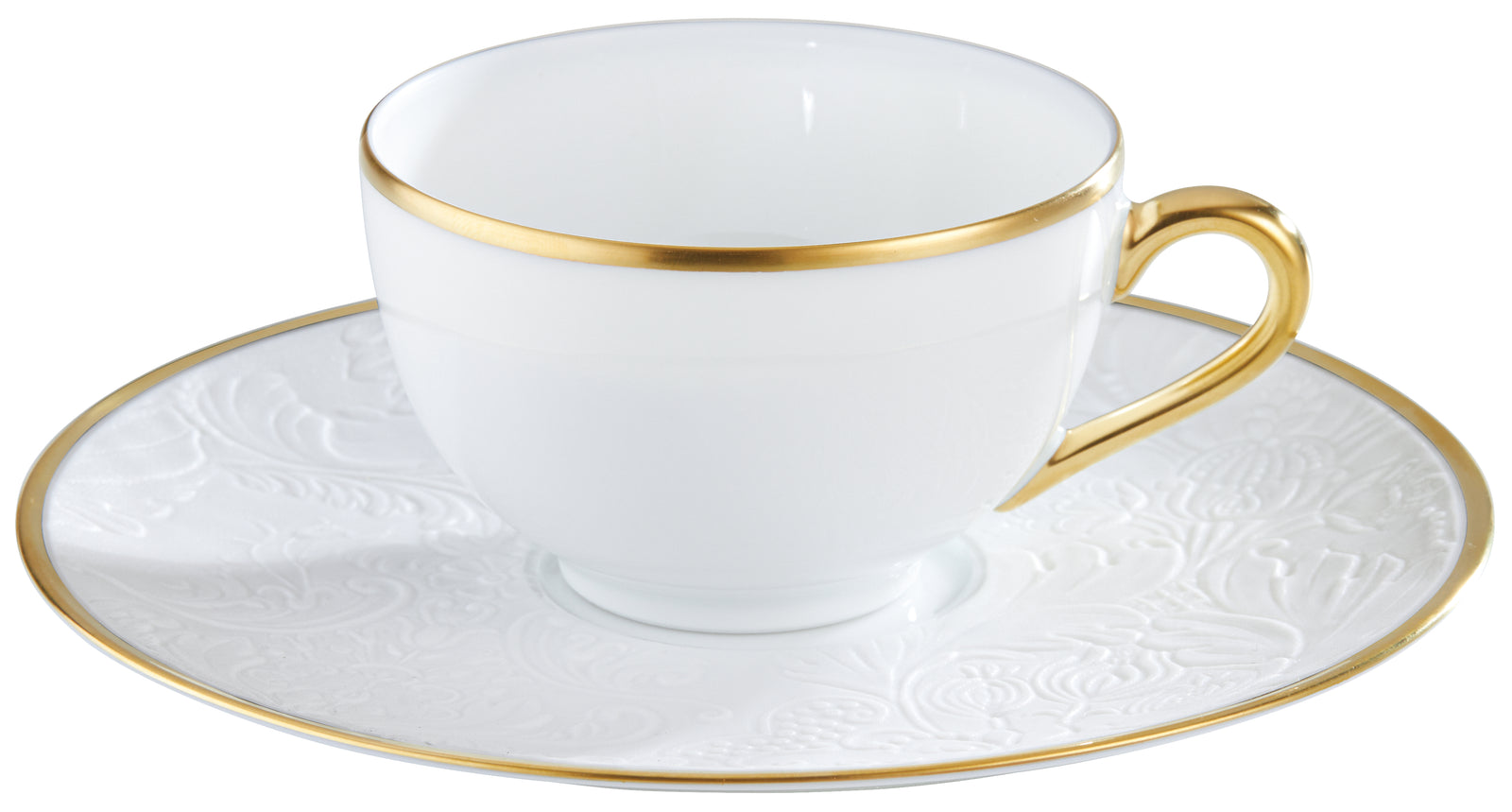 Tea cup extra and saucer - White with gold rim | Italian Renaissance