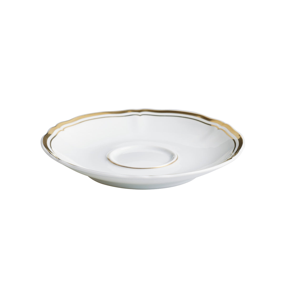 Coffee cup and saucer - White with gold rim | Mazurka
