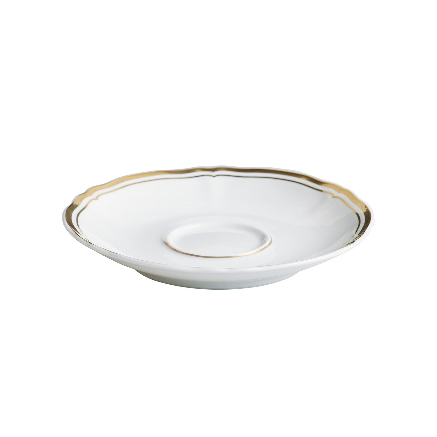 Coffee cup and saucer - White with gold rim | Mazurka