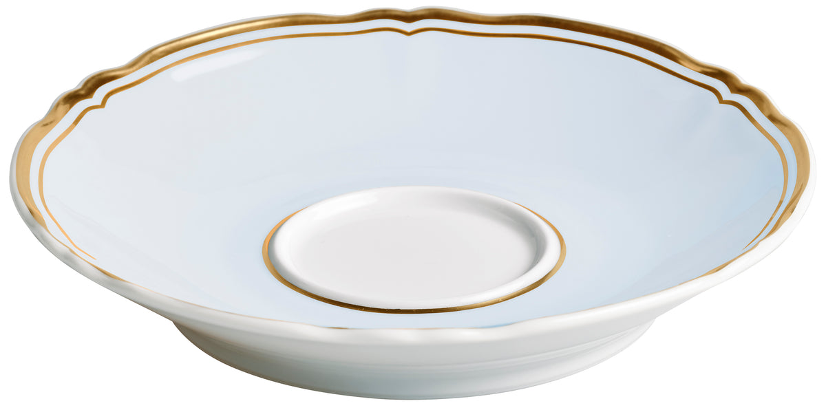 Tea cup extra and saucer - Blue with gold rim | Mazurka