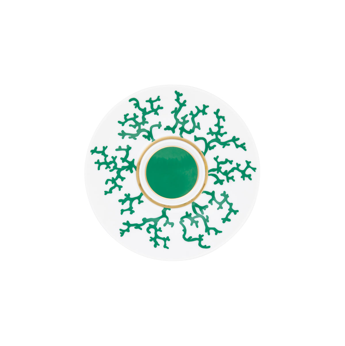 Tea cup extra and saucer - Green with gold rim | Cristobal Emeraude