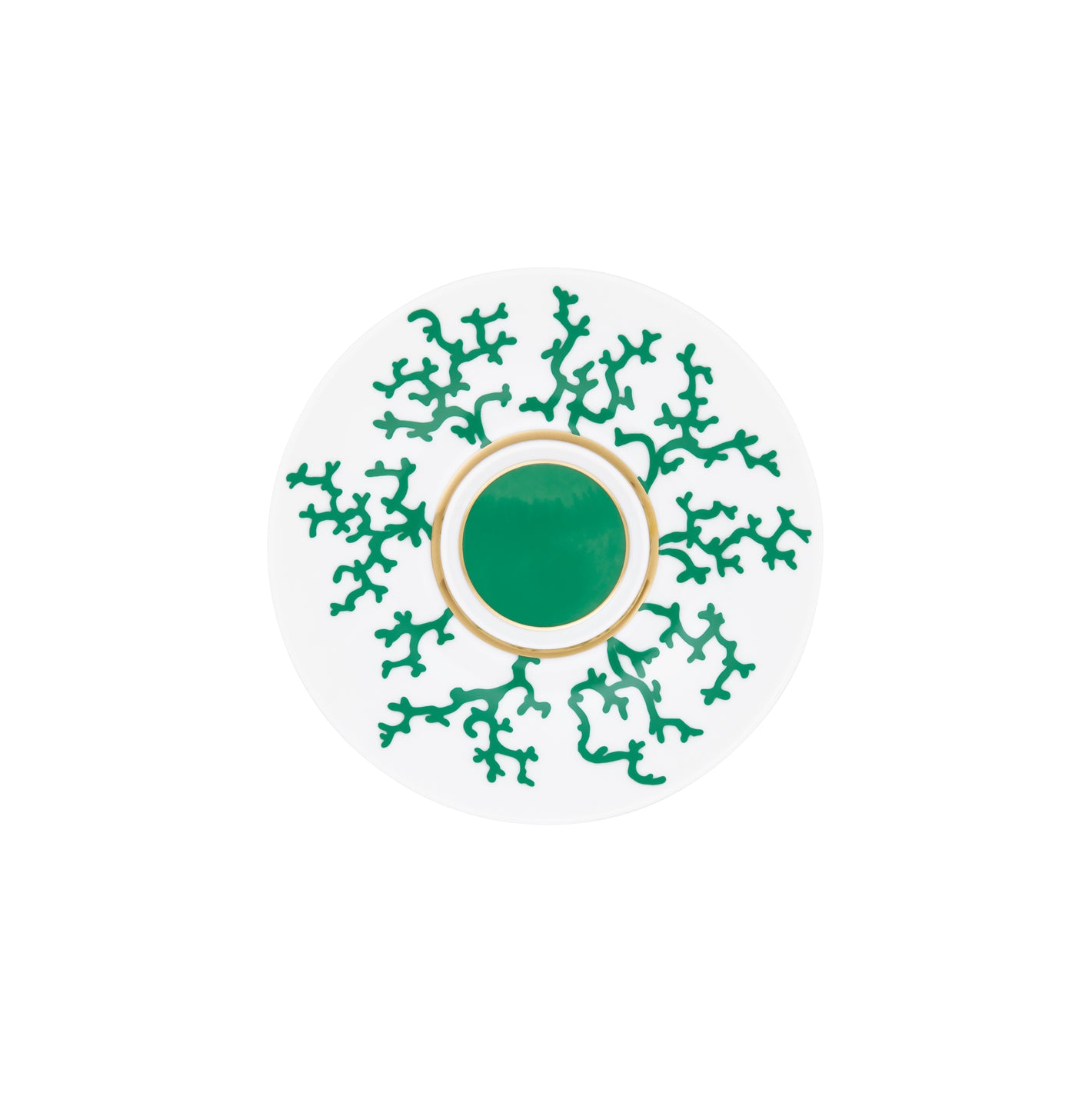 Tea cup extra and saucer - Green with gold rim | Cristobal Emeraude