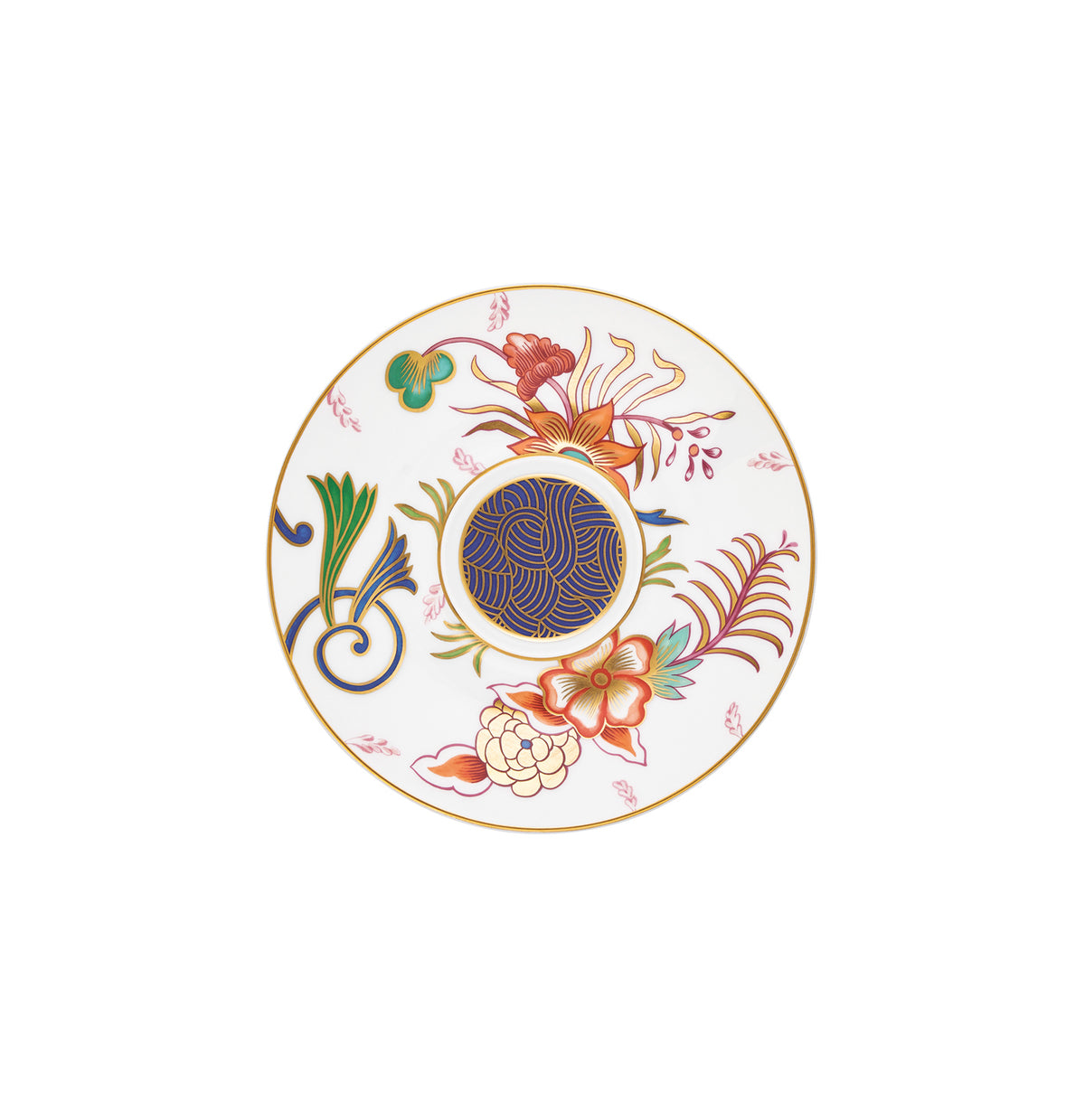 Tea cup extra and saucer  - Blue/pink with gold rim | Imari